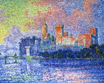 (image for) Handmade Oil painting for home canvas, oil painting framed canvas for living room Paul Signac paintings, Evening, Avignon (Châte